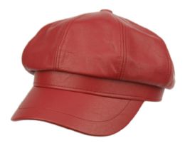 12 Wholesale Faux Leather Green Fisherman Hat In Red