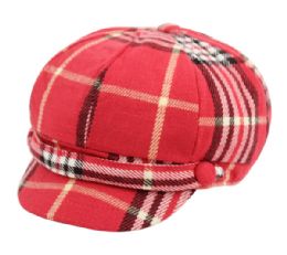 24 Pieces Plaid Fashion Cabbie Hat - Fashion Winter Hats