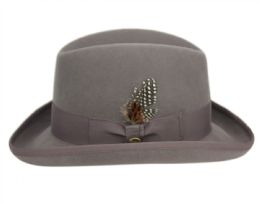 6 Wholesale Homburg Wool Felts Hats In Gray