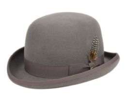 6 Pieces Round Crown Bowler Felt Hats With Grosgrain Band In Gray - Fedoras, Driver Caps & Visor