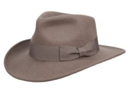 6 Wholesale Indiana Jones Wool Felt Fedora Hats With Grosgrain Band In Dark Gray