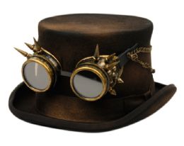 6 Wholesale Steampunk Top Hat With Goggles And Chains