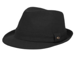 12 Wholesale Solid Color Wool Fedora With Self Fabric Band In Black