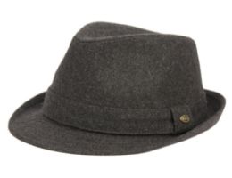 12 Wholesale Solid Color Wool Fedora With Self Fabric Band In Charcoal