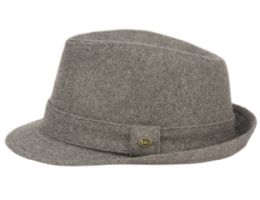 12 Wholesale Solid Color Wool Fedora With Self Fabric Band In Gray