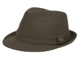 12 Wholesale Solid Color Wool Fedora With Self Fabric Band In Olive