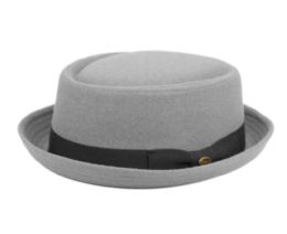 12 of Round Shape Wool Blend Pork Pie Fedora Hat With Grosgrain Band In Ash Gray