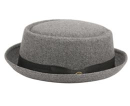 12 of Round Shape Wool Blend Pork Pie Fedora Hat With Grosgrain Band In Charcoal
