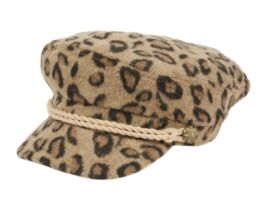 12 Wholesale Wool Blend Greek Fisherman Hat With Braid Band In Leopard