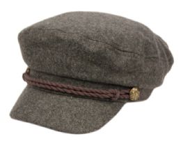 12 Wholesale Wool Blend Greek Fisherman Hat With Braid Band In Charcoal