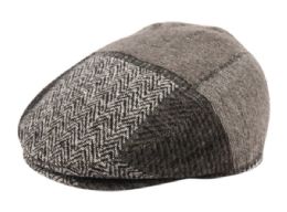 12 Wholesale Wool Blend Patch Work Ivy Cap In Grey