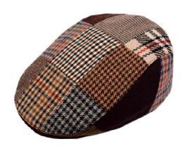 12 Wholesale Patchwork Wool Flat Ivy Cap With Quilted Lining
