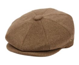 12 Pieces Brushed Solid Color Wool Blend Newsboy Cap With Quilted Satin Lining In Light Brown - Fashion Winter Hats
