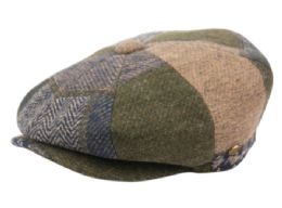 12 Wholesale Wool Blend Patch Work Newsboy Cap With Quilted Satin Lining In Navy