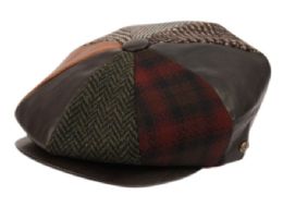12 Pieces Multi Patch Work Newsboy Cap With Quilted Satin Liniing - Fashion Winter Hats