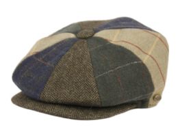 12 Wholesale Multi Patchwork Newsboy Cap With Quilted Satin Lining In Olive