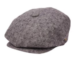 12 Wholesale Wool Blend Tweed Newsboy Cap With Quilted Lining In Navy