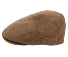 12 Pieces Brushed Wool Solid Ivy Cap With Satin Lining In Brown - Fedoras, Driver Caps & Visor