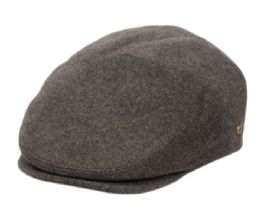 12 Wholesale Brushed Wool Solid Ivy Cap With Satin Lining In Grey