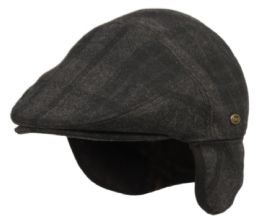12 Pieces Plaid Wool Ivy Cap With Fleece Earflap And Lining In Brown - Fedoras, Driver Caps & Visor