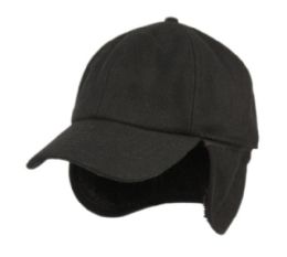 12 Wholesale Wool Blend Earflap Cap With Sherpa Lining In Black