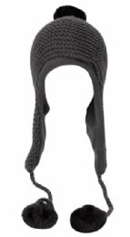 12 Pieces Winter Knit Trooper Hat With Pom Pom And Chin Cod - Fashion Winter Hats