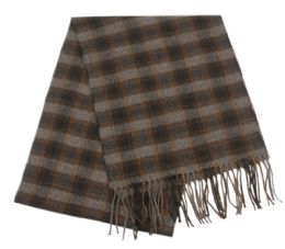 24 Wholesale Mens Winter Plaid Scarf In Brown