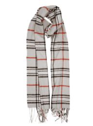 24 Wholesale Plaid Soft Cashmere Feel Scarf In Gray
