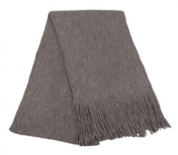 18 Wholesale Mens Winter Solid Knit Scarf In Charcoal