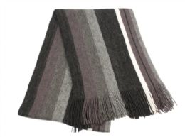 18 Pieces Mens Winter Knit Stripe Scarf In Black - Winter Scarves