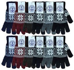 Yacht And Smith Men's Winter Gloves In Assorted Snowflake Print