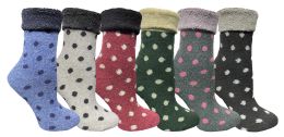 24 Pairs Yacht & Smith Womens Thick Soft Knit Wool Warm Winter Crew Socks, Patterned Lambswool, Polka Dot - Womens Thermal Socks