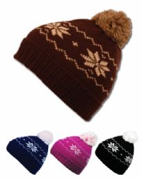 24 Pieces Kids Winter Knit Beanie With Pom Pom Assorted Color - Junior / Kids Winter Hats