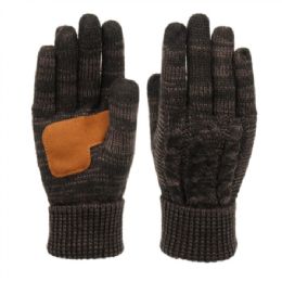 12 Pieces Ladies Cable Knit Winter Glove With Screen Touch And Suede Palm Patch In Multi Black - Conductive Texting Gloves