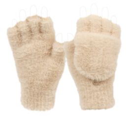 12 Pieces Ladies Soft Fur Exposed Finger Winter Glove With Cover Assorted Color - Conductive Texting Gloves