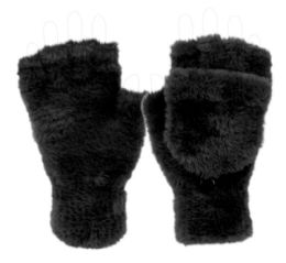 12 Wholesale Ladies Soft Fur Exposed Finger Winter Glove With Cover In Black