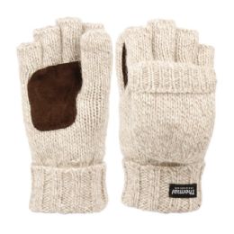 12 Wholesale Half Finger Wool Knit Gloves With Finger Cover And Palm Patch