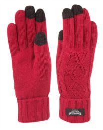 12 Bulk Thermal Knit Gloves With Screen Touch Assorted Color