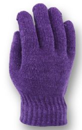 48 Wholesale Ladies Knit Chenille Glove In Assorted Color