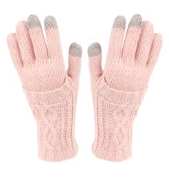 12 Wholesale Double Layer Knit Gloves With Screen Touch In Assorted Color