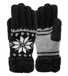 12 Pieces Mens Snowflake Winter Knit Glove With Touch Screen - Conductive Texting Gloves