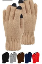 48 Wholesale Mens Heavy Knit Glove With Screen Touch Assorted Color