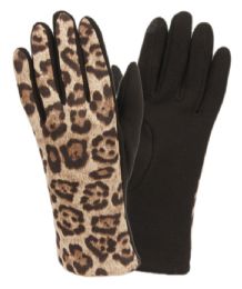 12 Wholesale Ladies Animal Leopard Print Touch Screen Glove
