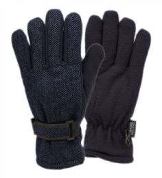 12 Wholesale Mens Wool Blend Glove With Thermal Fleece Lining In Navy