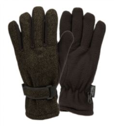 12 Wholesale Mens Wool Blend Glove With Thermal Fleece Lining In Olive