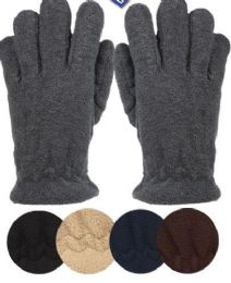 24 Wholesale Mens Thermal Fleece Glove In Black
