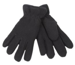 24 Units of Kids Winter Fleece Glove In Black - Fleece Gloves
