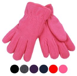 24 Wholesale Kids Winter Fleece Glove In Assorted Color