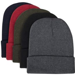 100 Pieces Adult Knit Hat Beanie 5 Assorted Colors - Winter Beanie Hats