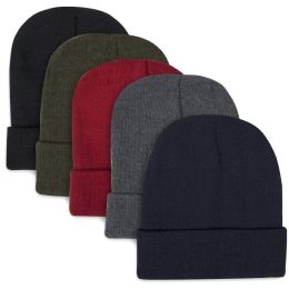 100 Units of Children Knit Hat Beanie 5 Assorted Colors - Junior / Kids Winter Hats